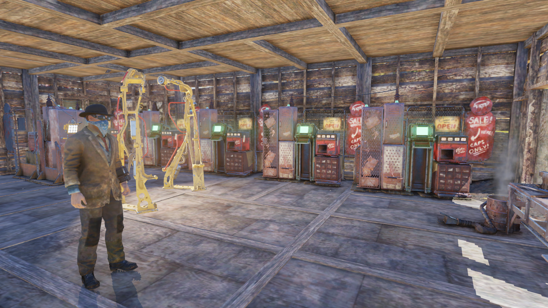 Nice machines but where's the stash man? Fallout 76 Vending Machine in a player's CAMP